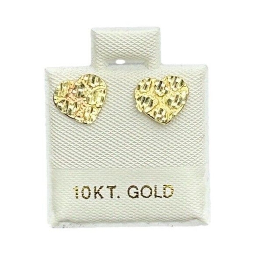 10k Yellow Gold Heart Stud Earrings Butterfly Closure No Stone